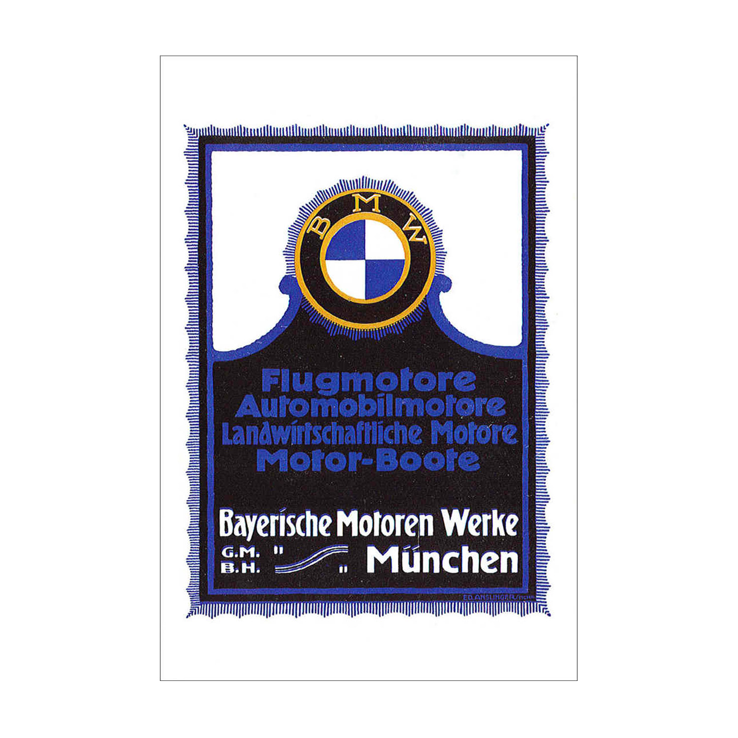 Postkarte BMW - Werbemotiv für BMW Motoren 1918