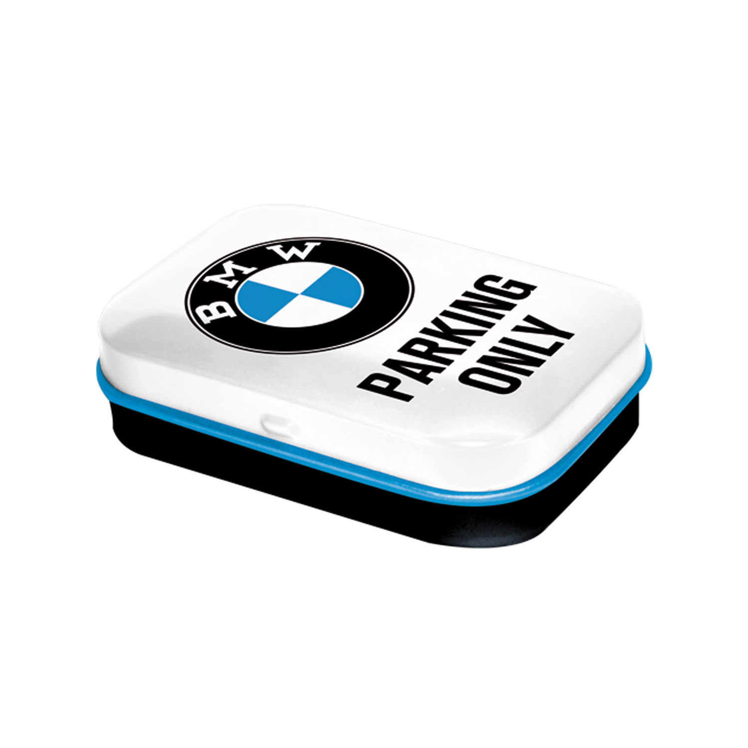 BMW Pillendose Parking Only white 4x6 cm